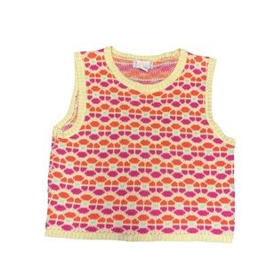 Altar'd State Pink and Orange Knit Retro Sweater Small